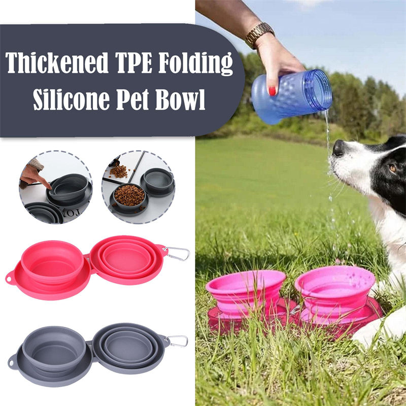 Pet Rubber Foldable Double  Feeding Bowl