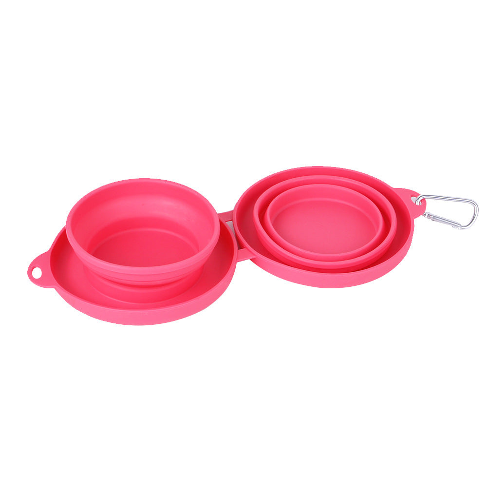 Pet Rubber Foldable Double  Feeding Bowl